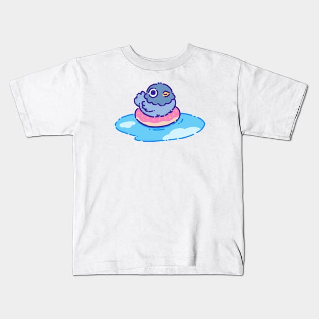 Pigeon on a floater Kids T-Shirt by Tinyarts